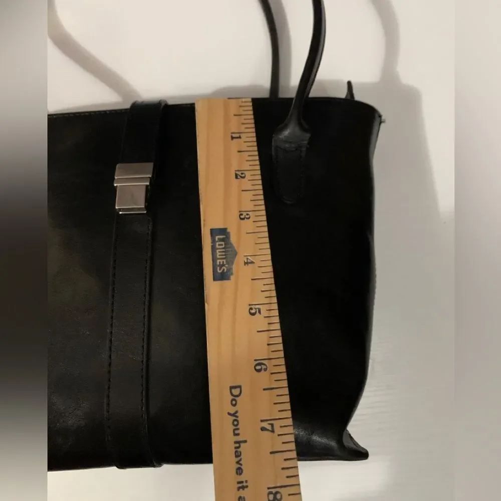 Texier Black Leather Bag, Silver Hardware (Made In France)